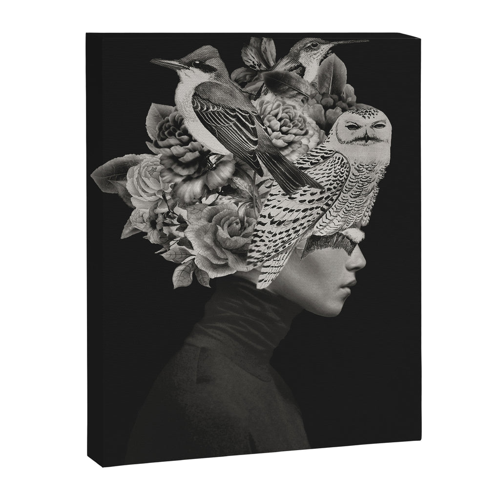 Lady with Birds(portrait) Canvas Print Gallery Image 6