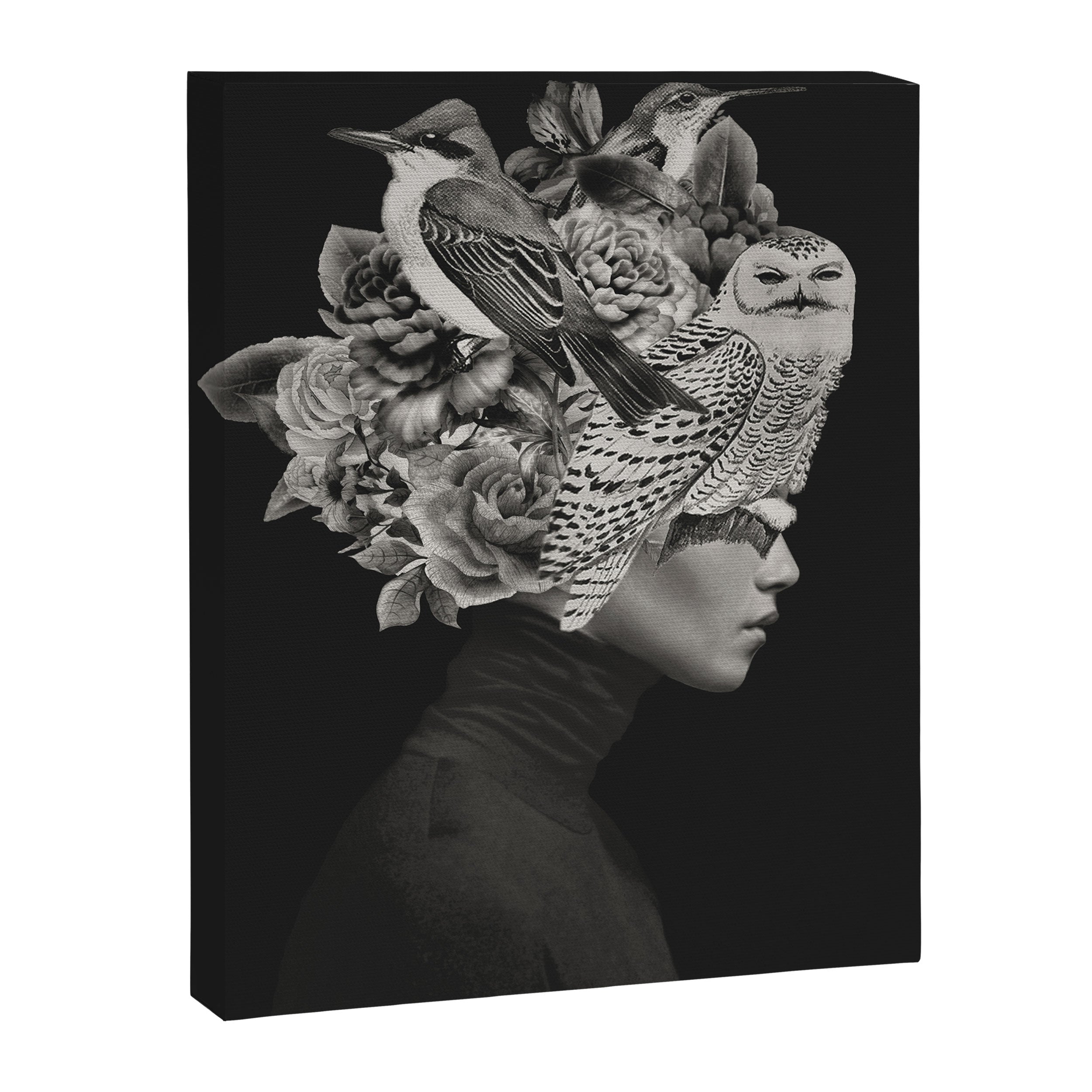 Lady with Birds(portrait) Canvas Print Gallery Image 6