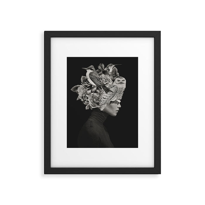 Lady with Birds(portrait) Framed Art Print Gallery Image 1