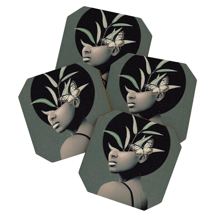 Lady With Butterfly  Coaster Gallery Image 1