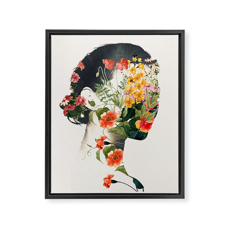 Minimal Collage Floral Portrait 4 Framed Canvas Print Gallery Image 6