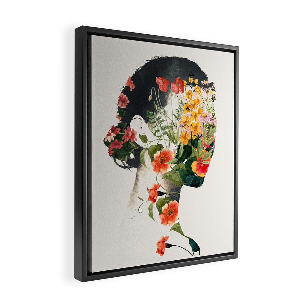 Minimal Collage Floral Portrait 4 Framed Canvas Print Gallery Image 2
