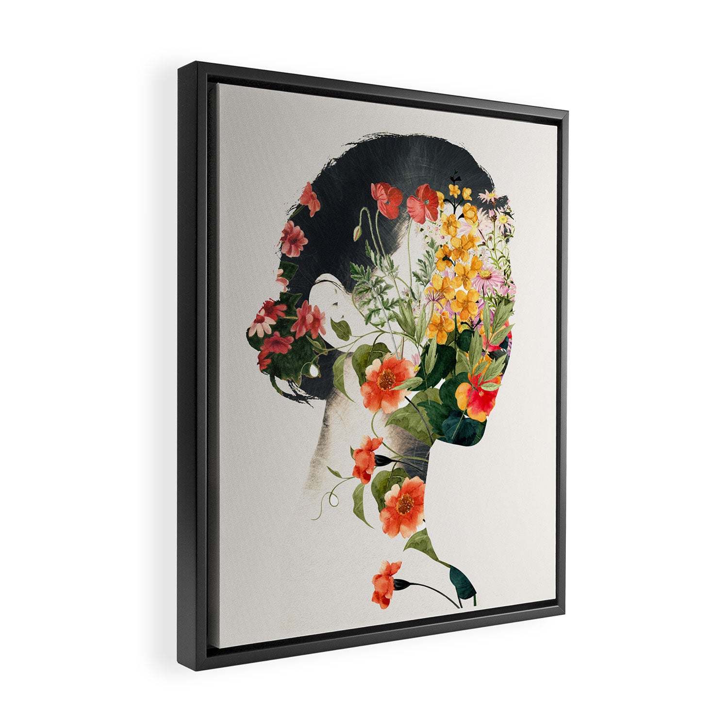 Minimal Collage Floral Portrait 4 Framed Canvas Print Gallery Image 2