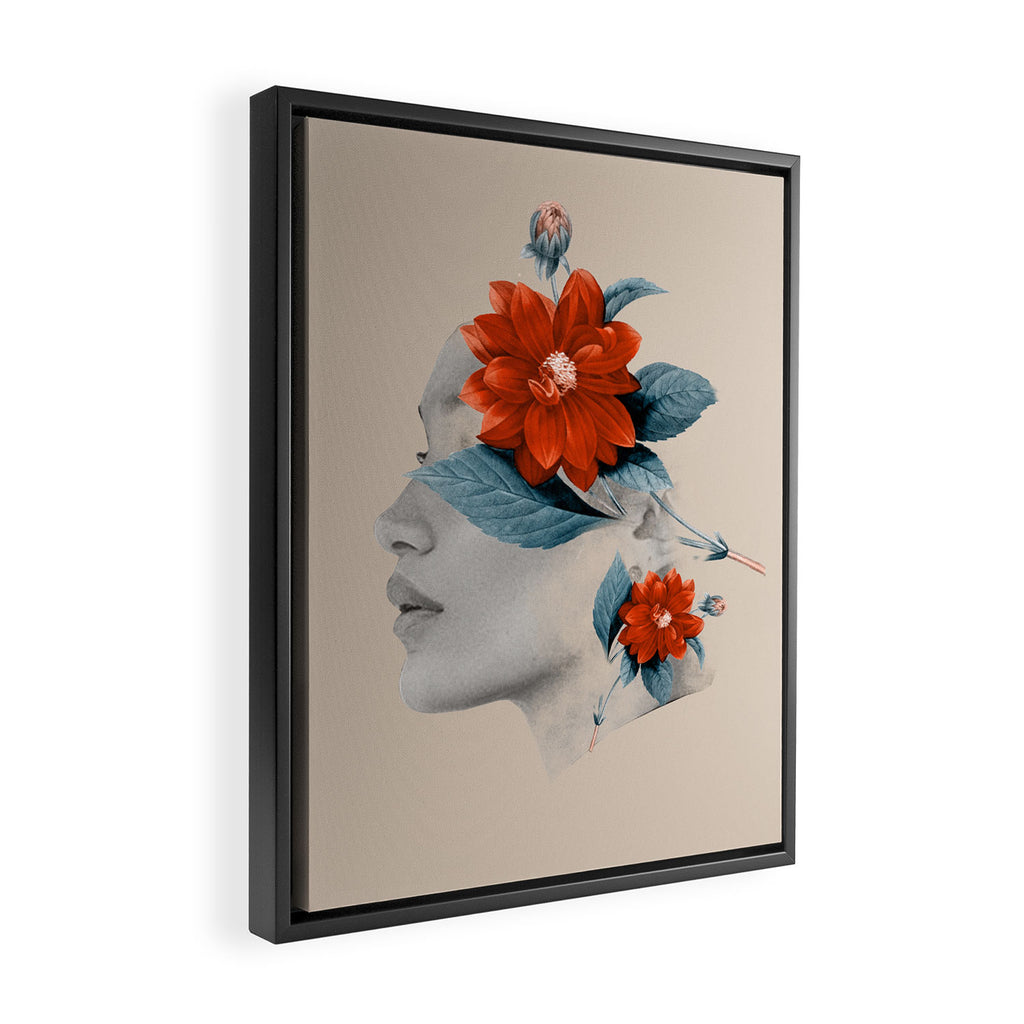 Minimal Collage Floral Portrait Framed Canvas Print Gallery Image 2