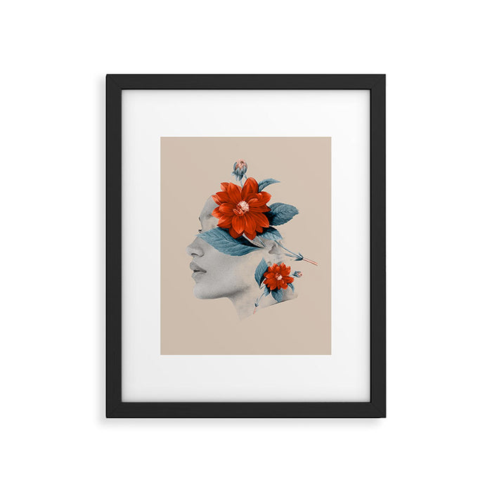 Minimal Collage Floral Portrait Framed Art Print Gallery Image 1