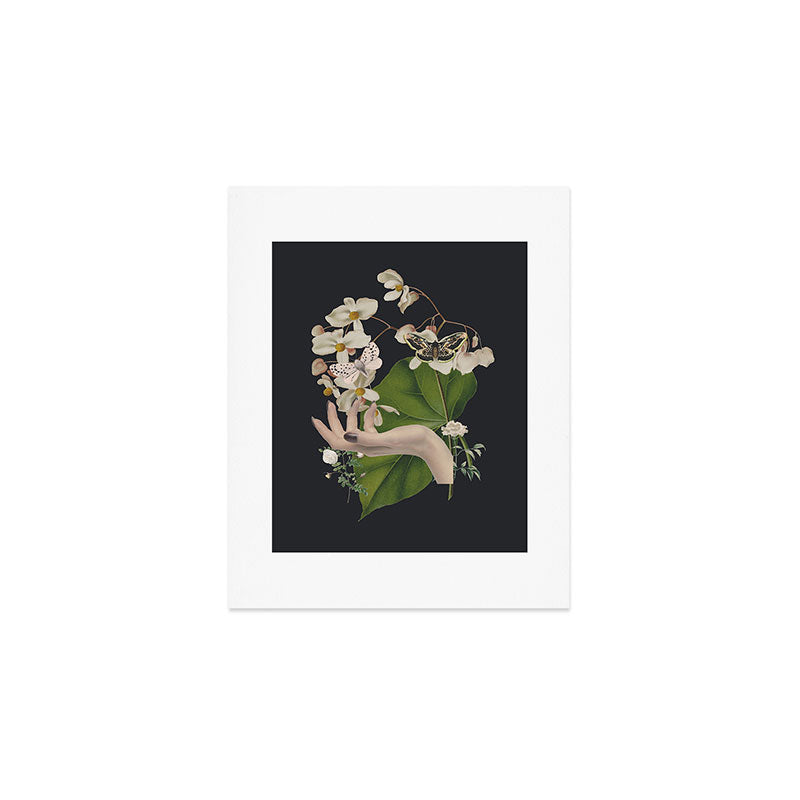 Minimal Collage/ Hand, Plants and Butterflies 6 Art Print Gallery Image 1