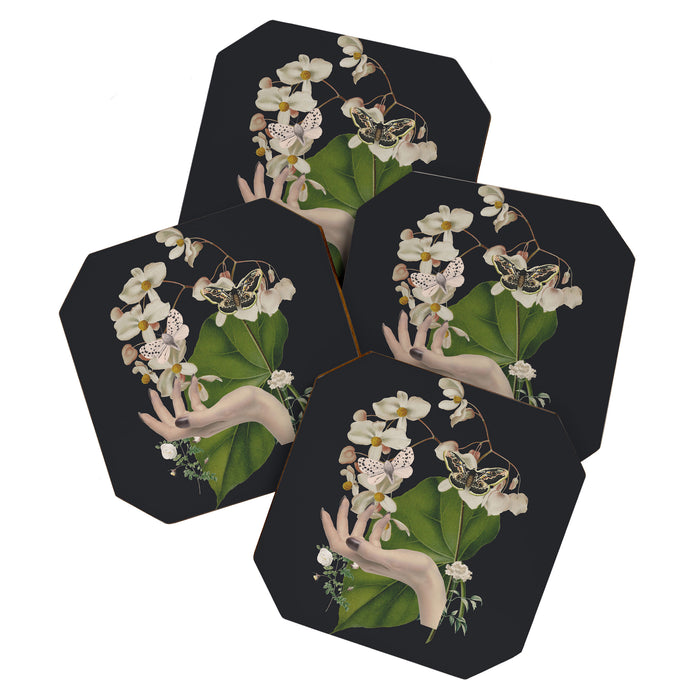 Minimal Collage/ Hand, Plants and Butterflies 6 Coaster Gallery Image 1