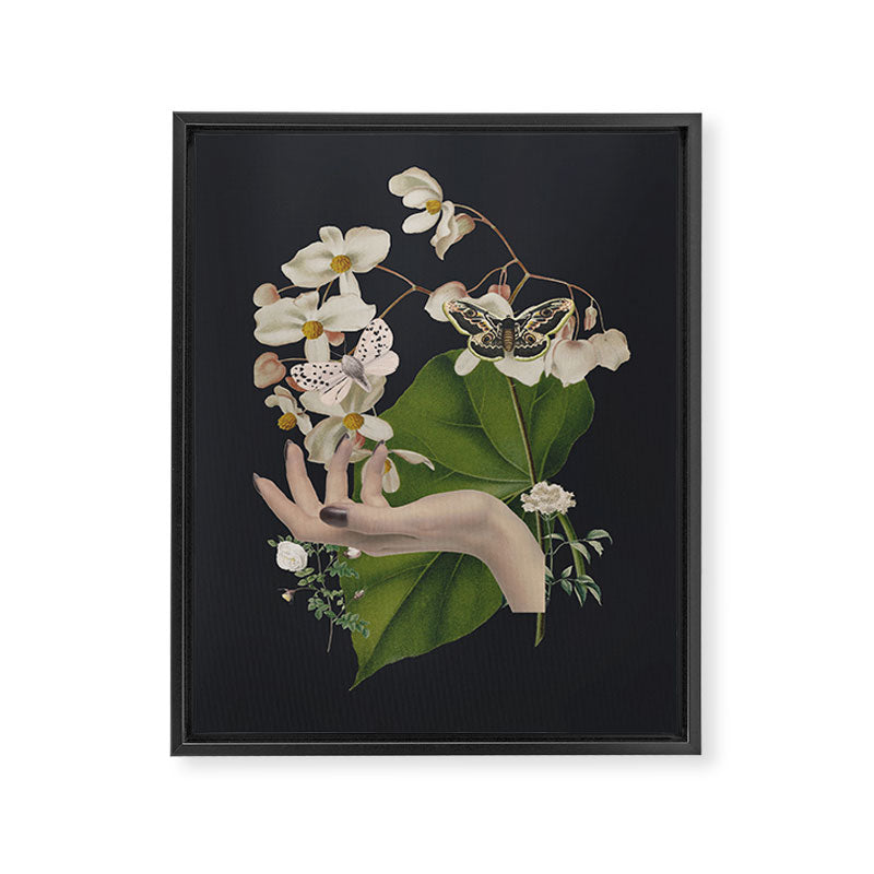 Minimal Collage/ Hand, Plants and Butterflies 6 Framed Canvas Print Gallery Image 6