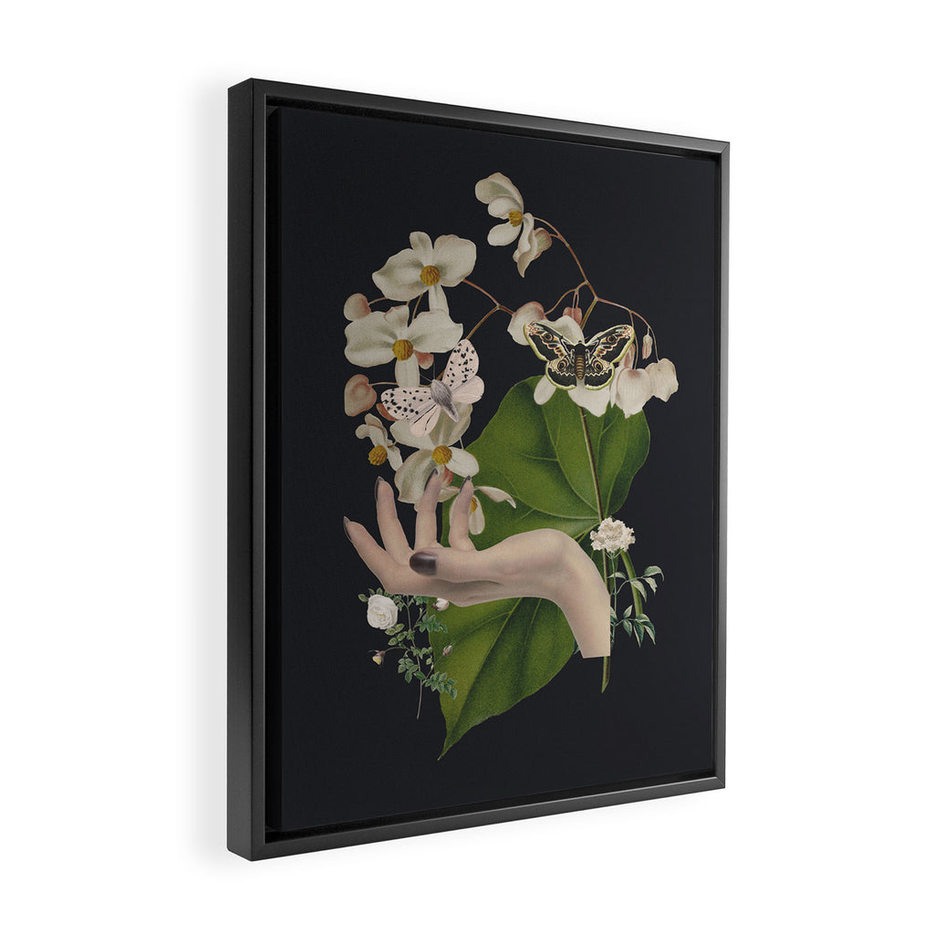 Minimal Collage/ Hand, Plants and Butterflies 6 Framed Canvas Print Gallery Image 2