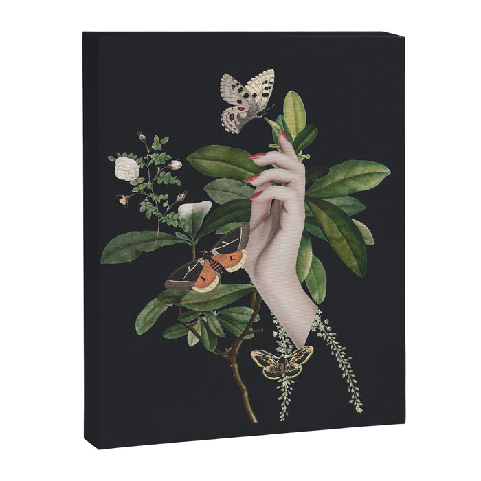Minimal Collage/ Hand, Plants and Butterflies 7 Canvas Print Gallery Image 1