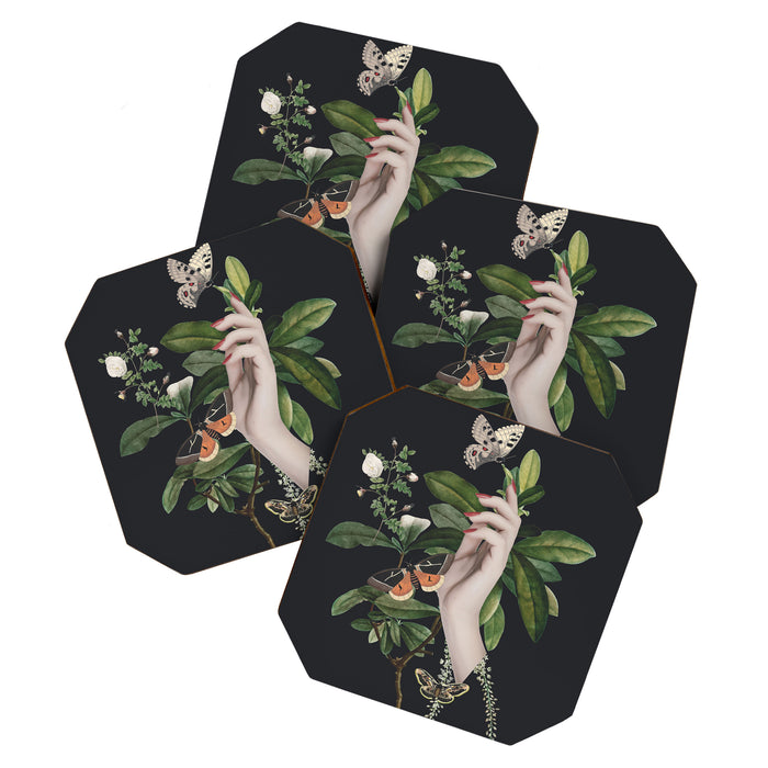 Minimal Collage/ Hand, Plants and Butterflies 7 Coaster Gallery Image 1