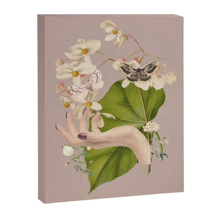 Minimal Collage/ Hand, Plants and Butterflies 8 Canvas Print Gallery Image 1