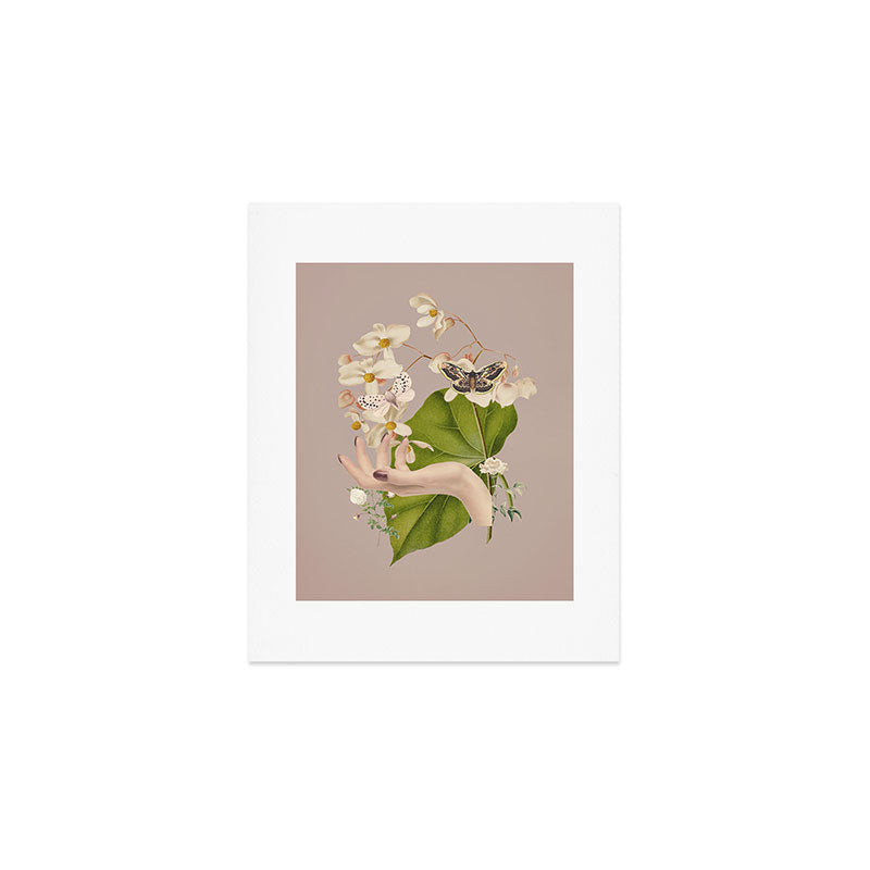 Minimal Collage/ Hand, Plants and Butterflies 8 Art Print Gallery Image 1