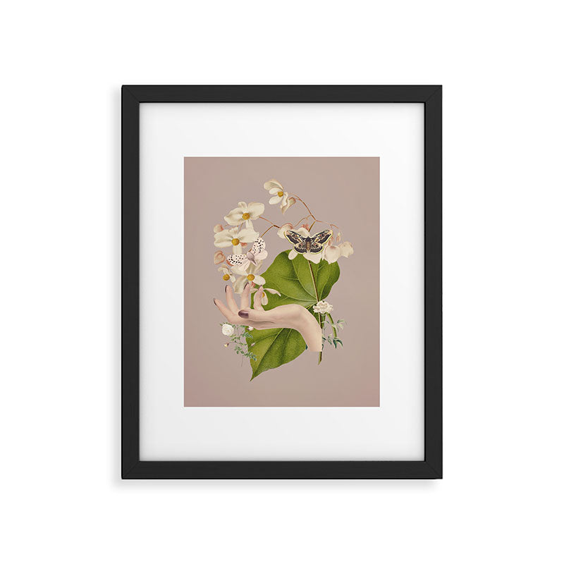 Minimal Collage/ Hand, Plants and Butterflies 8 Framed Art Print Gallery Image 4