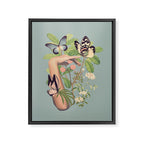 Minimal Collage/ Hand, Plants and Butterflies 4 Framed Canvas Print Gallery Image 6