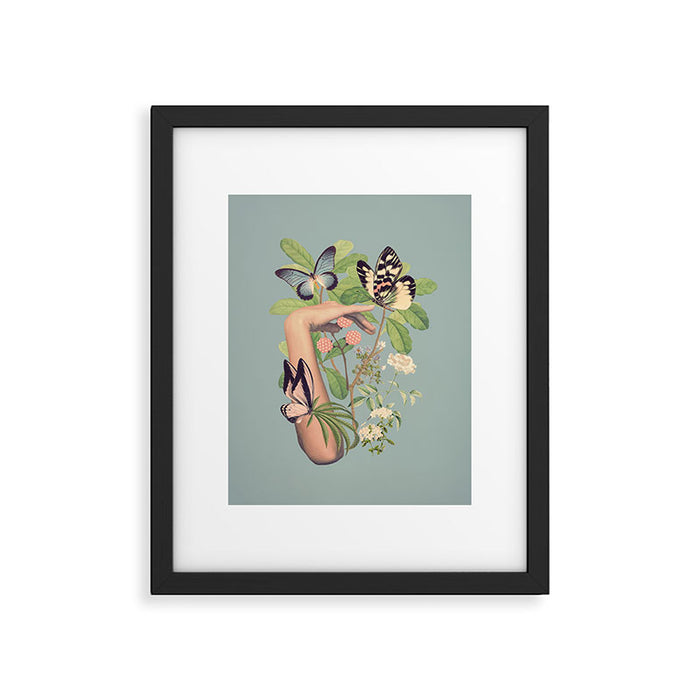 Minimal Collage/ Hand, Plants and Butterflies 4 Framed Art Print Gallery Image 1