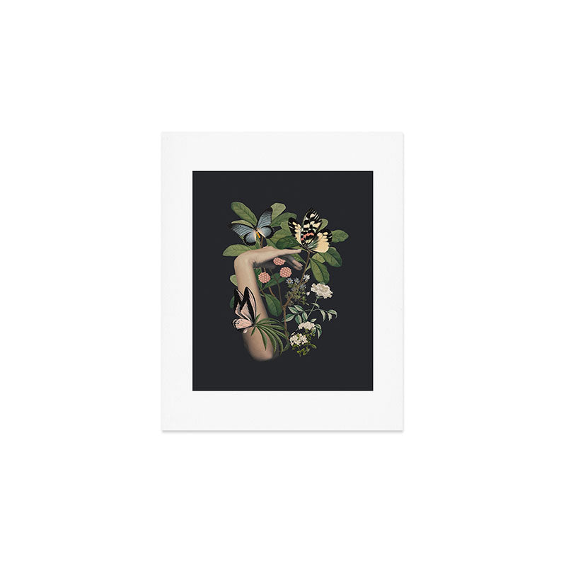 Minimal Collage/ Hand, Plants and Butterflies 5 Art Print Gallery Image 1