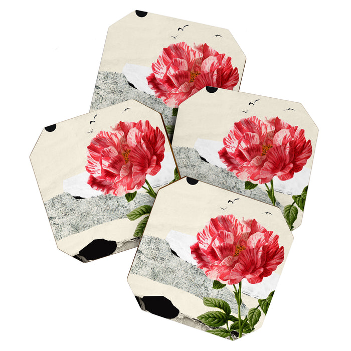 minimal collage/ landscape flower Coaster Gallery Image 1