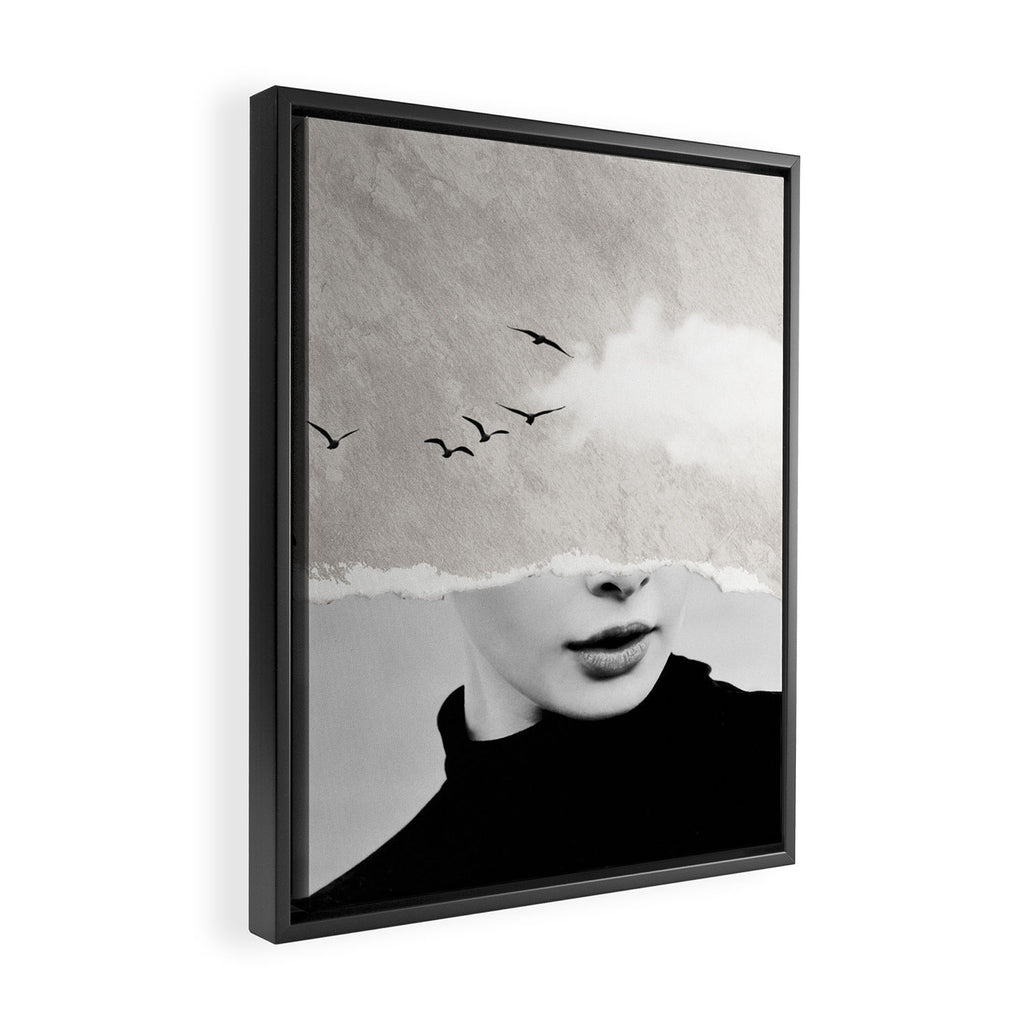 minimal collage /silence Framed Canvas Print Gallery Image 2