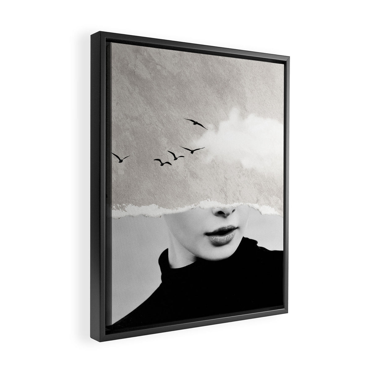 minimal collage /silence Framed Canvas Print Gallery Image 2