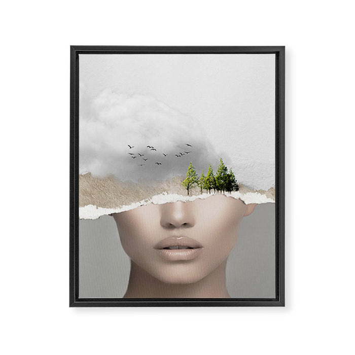 minimal collage /silence2 Framed Canvas Print Gallery Image 1