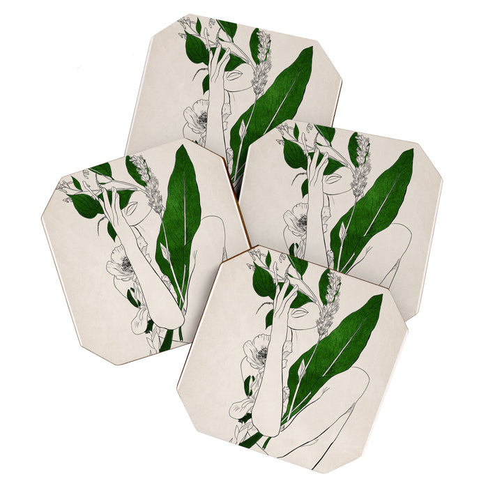 natural beauty-collage 7 Line Art 3 Coaster Gallery Image 1