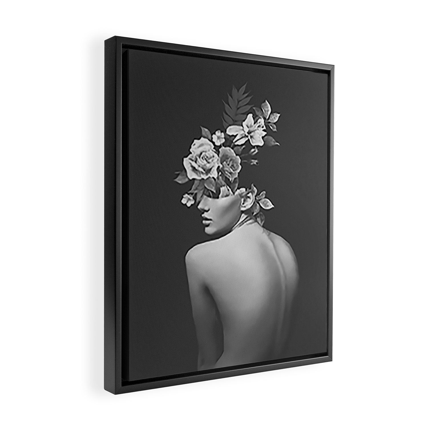 Night Garden Black and White Framed Canvas Print Gallery Image 2