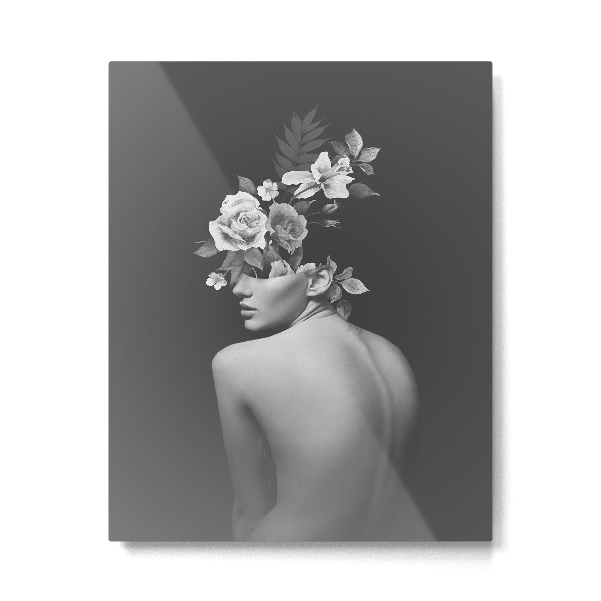 Night Garden Black and White Metal Print Gallery Image 4