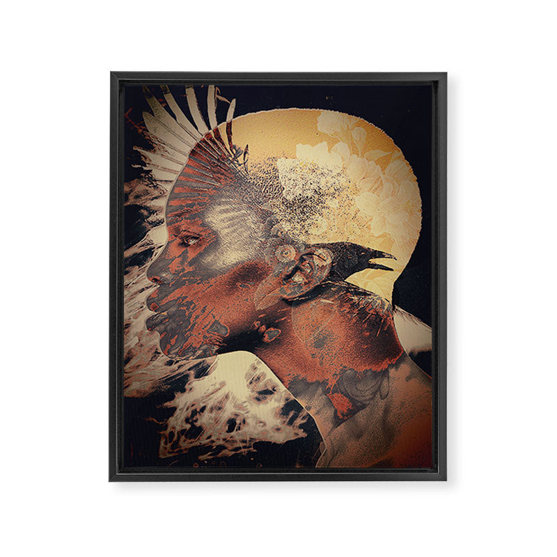 PORTRAIT (Woman and bird) Framed Canvas Print Gallery Image 6