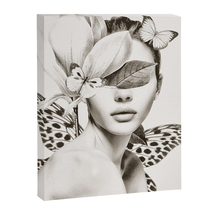PORTRAIT /Woman with flower and butterflies Canvas Print Gallery Image 1