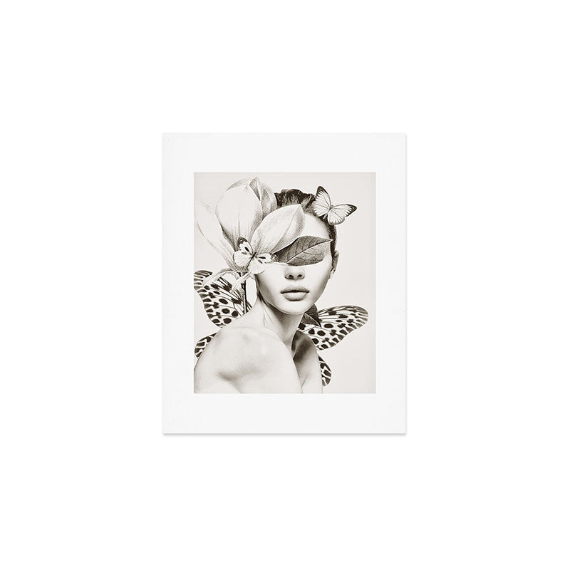 PORTRAIT /Woman with flower and butterflies Art Print Gallery Image 1