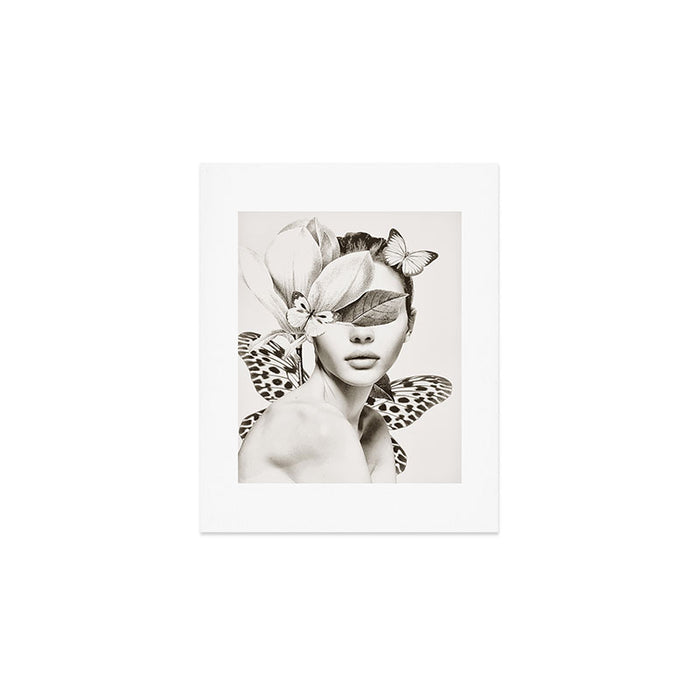 PORTRAIT /Woman with flower and butterflies Art Print Gallery Image 1