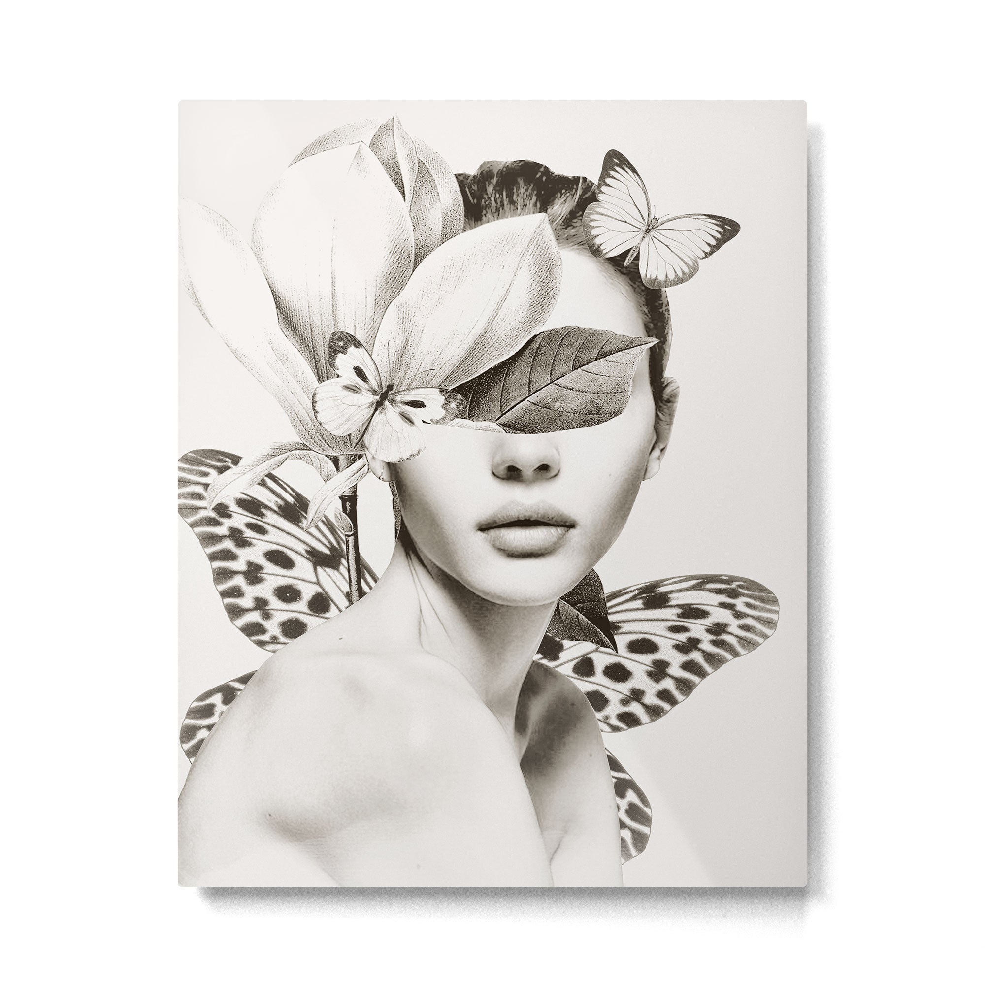 PORTRAIT /Woman with flower and butterflies Metal Print Gallery Image 4