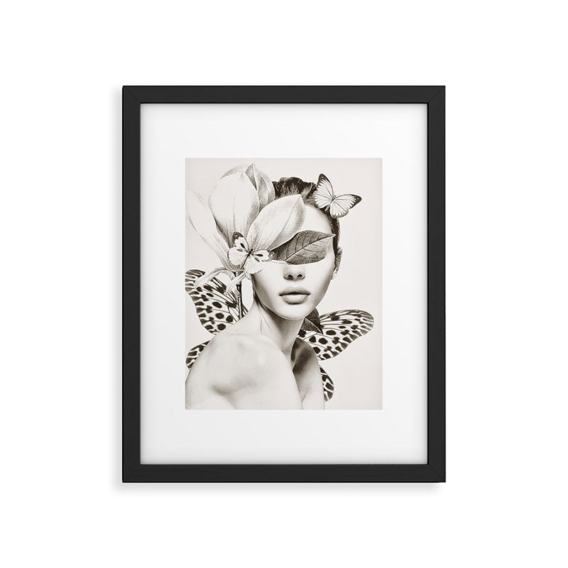 PORTRAIT /Woman with flower and butterflies Framed Art Print Gallery Image 5