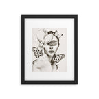 PORTRAIT /Woman with flower and butterflies Framed Art Print Gallery Image 5