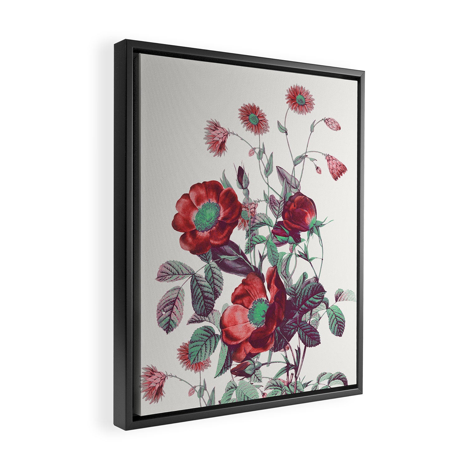red flowers Framed Canvas Print Gallery Image 2