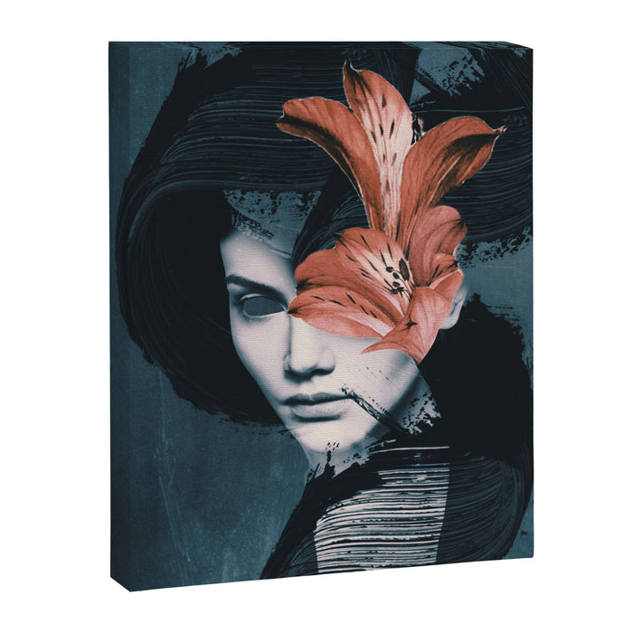 Red Flowers/Lady Portrait Canvas Print Gallery Image 1