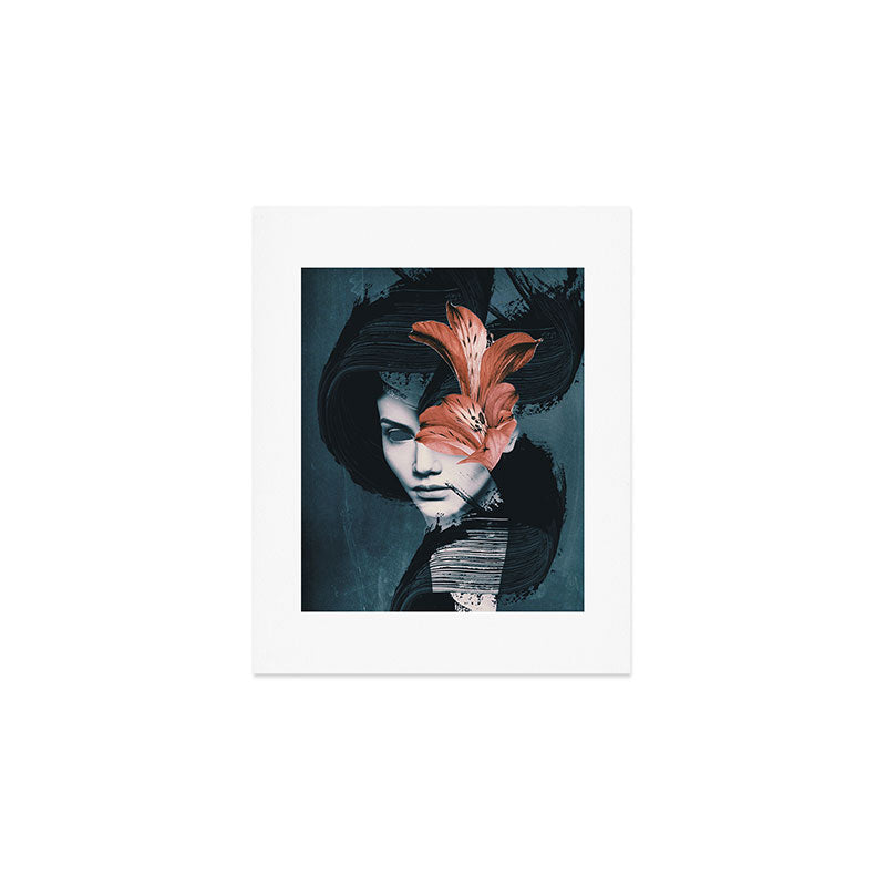 Red Flowers/Lady Portrait Art Print Gallery Image 1