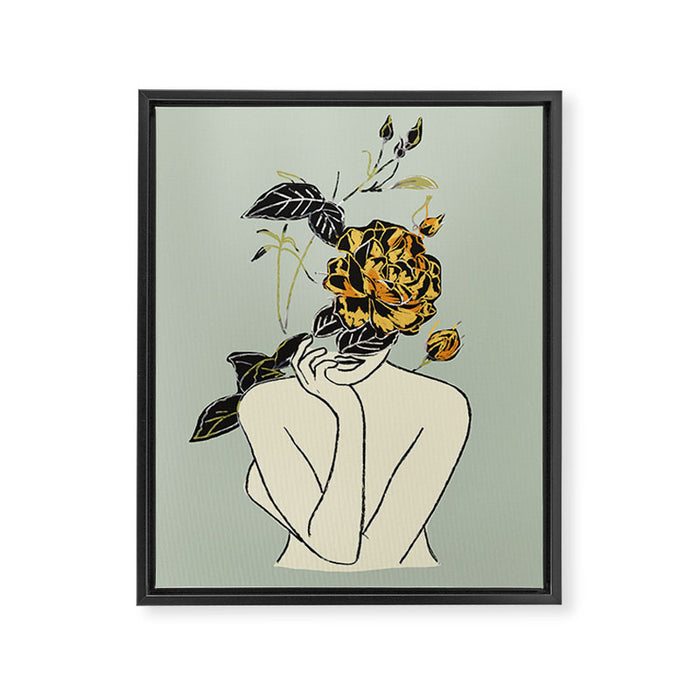 Rose Line Art  Framed Canvas Print Gallery Image 1