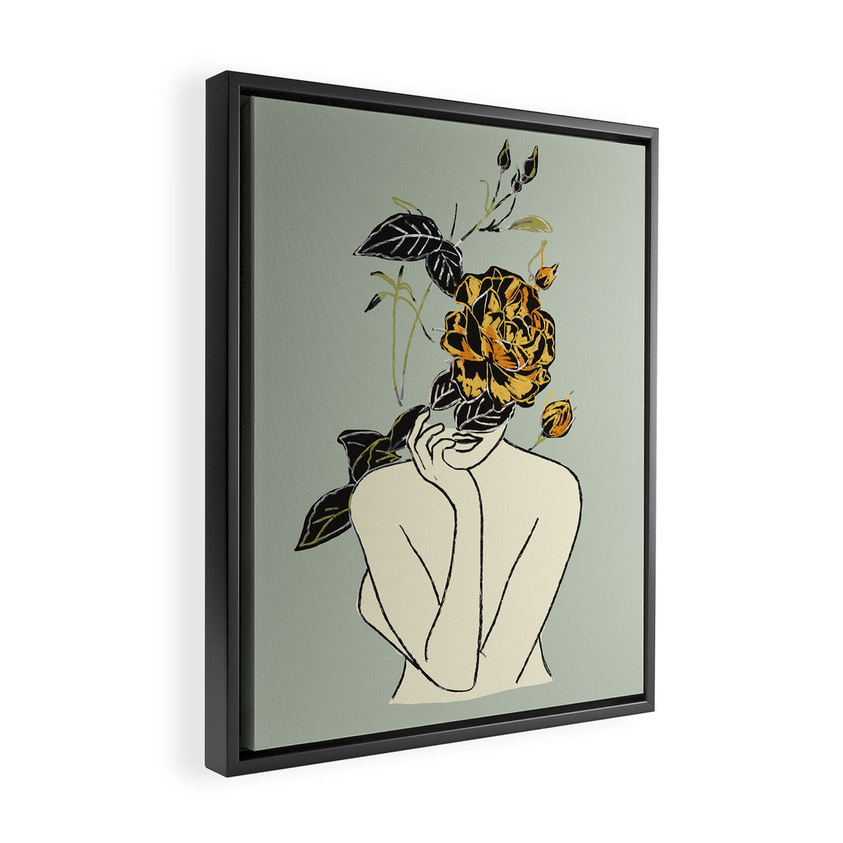 Rose Line Art  Framed Canvas Print Gallery Image 2