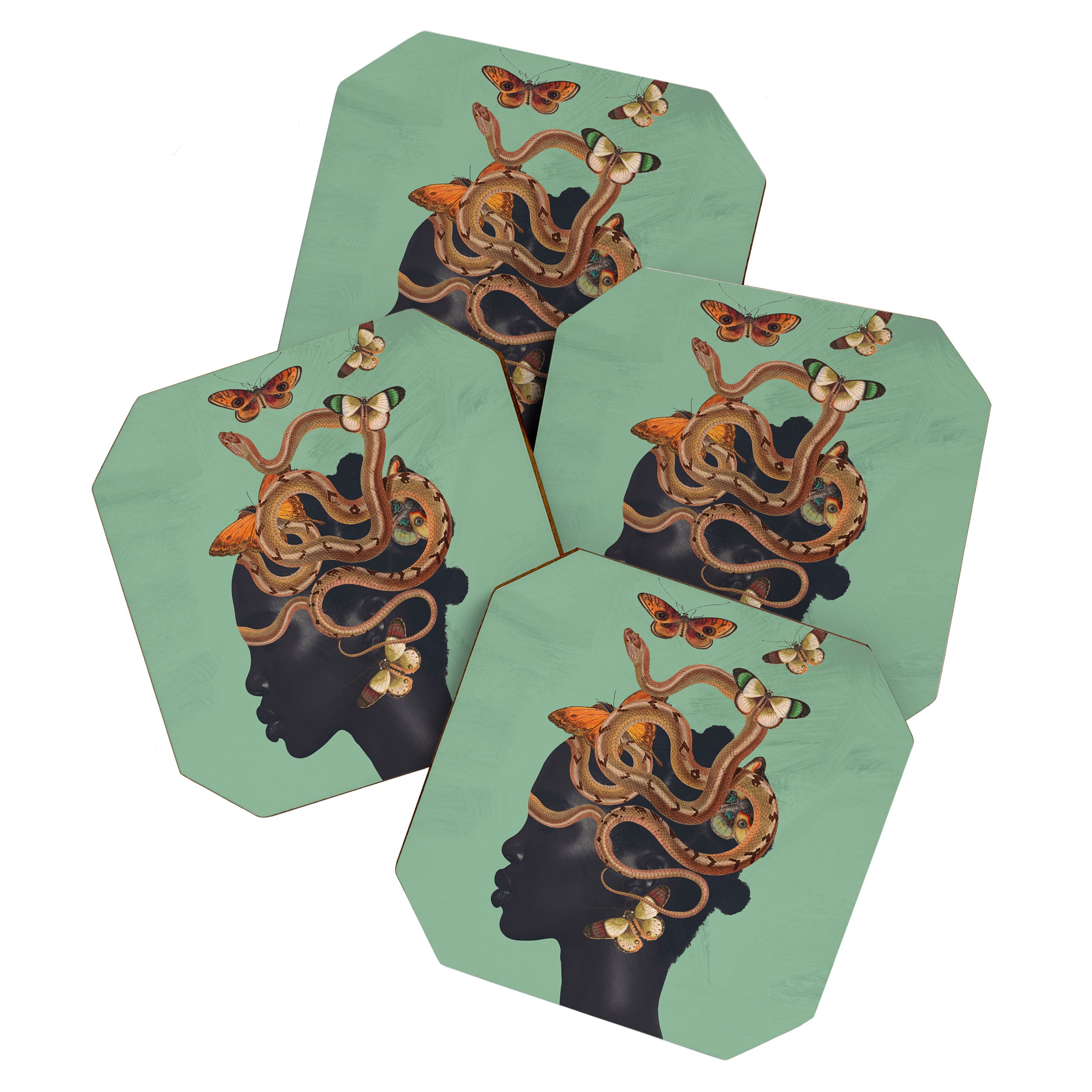 Snake and Butterflies 2 Coaster Gallery Image 1