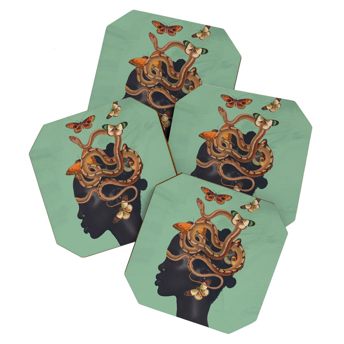 Snake and Butterflies 2 Coaster Gallery Image 1