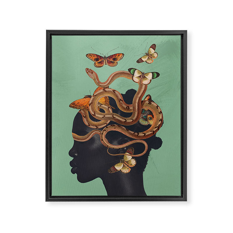 Snake and Butterflies 2 Framed Canvas Print Gallery Image 6