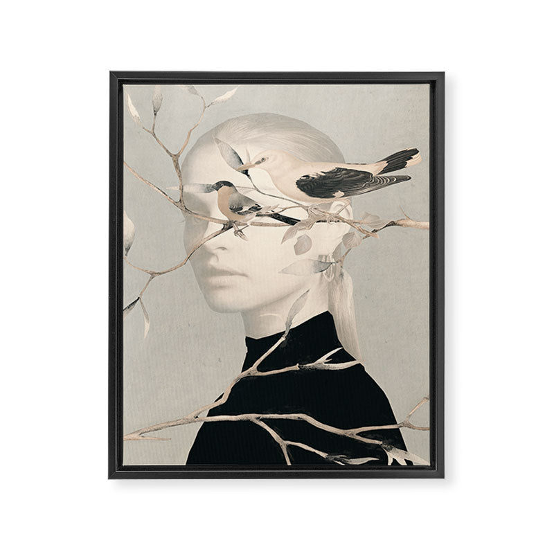 Woman and Birds 2 Framed Canvas Print Gallery Image 6