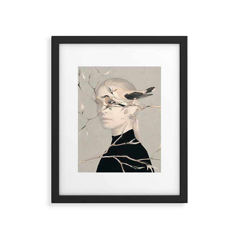 Woman and Birds 2 Framed Art Print Gallery Image 5