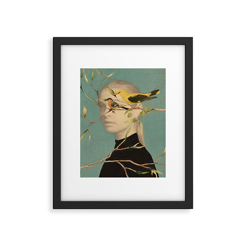Woman and Birds Framed Art Print Gallery Image 5