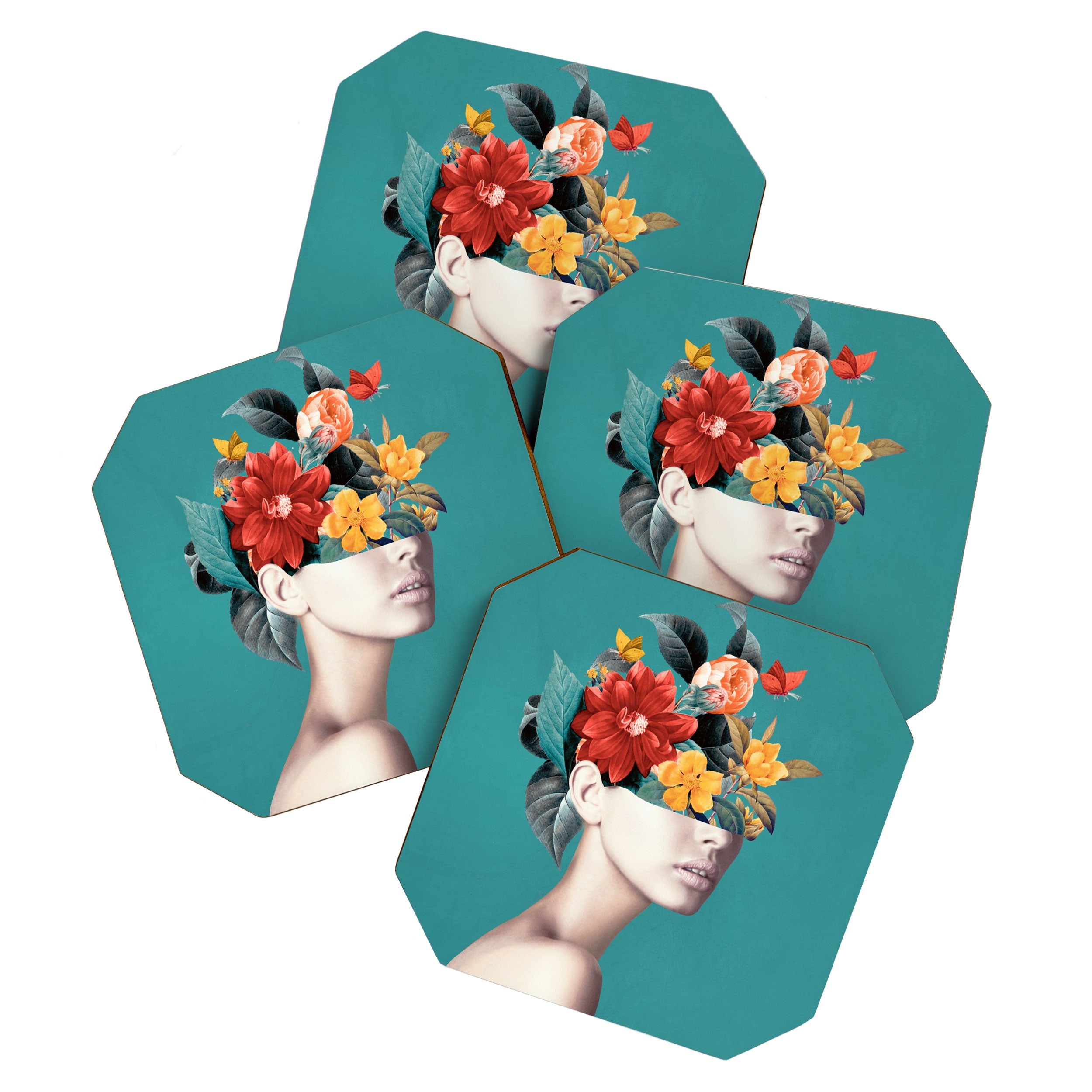 woman with flowers 16 Coaster Gallery Image 1