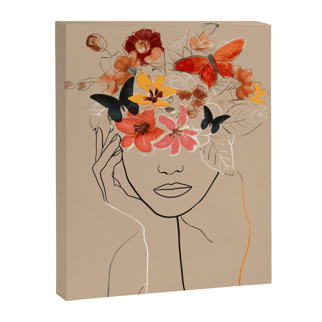 WOMAN WITH FLOWERS 7 Line Art  Canvas Print Gallery Image 6