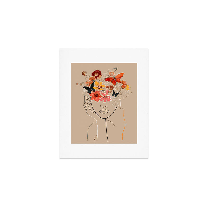 WOMAN WITH FLOWERS 7 Line Art  Art Print Gallery Image 1