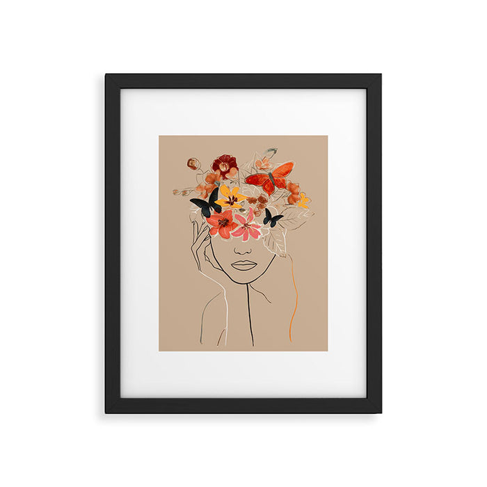 WOMAN WITH FLOWERS 7 Line Art  Framed Art Print Gallery Image 1